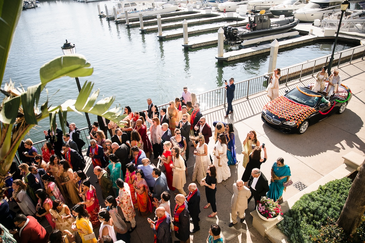 Wedding couple portrait session on the Waterfront Promenade at Ritz-Carlton Marina del Rey photographed by Lin and Jirsa