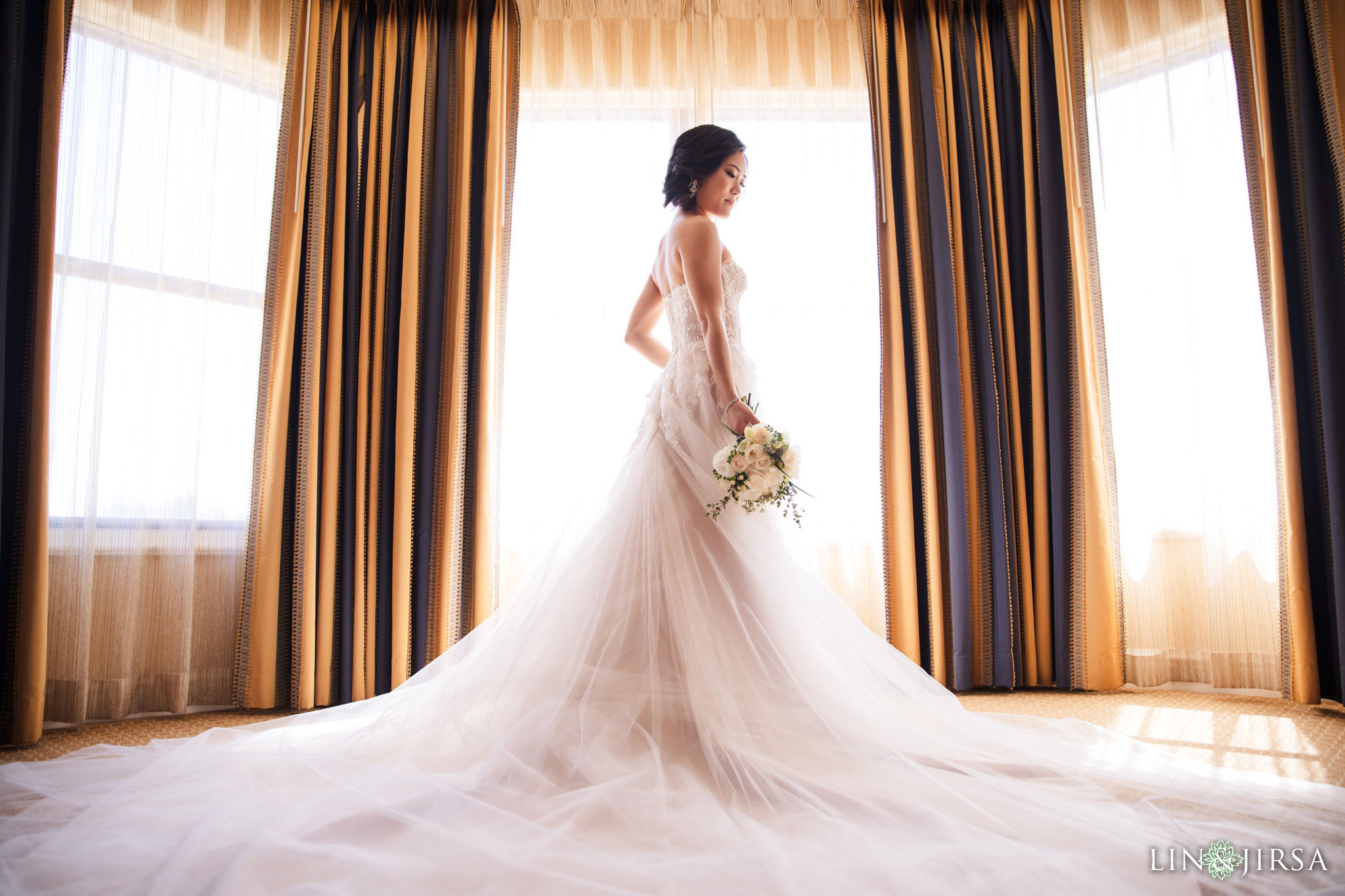 Bridal suite morning photography at Langham Huntington Pasadena wedding photographed by Lin and Jirsa