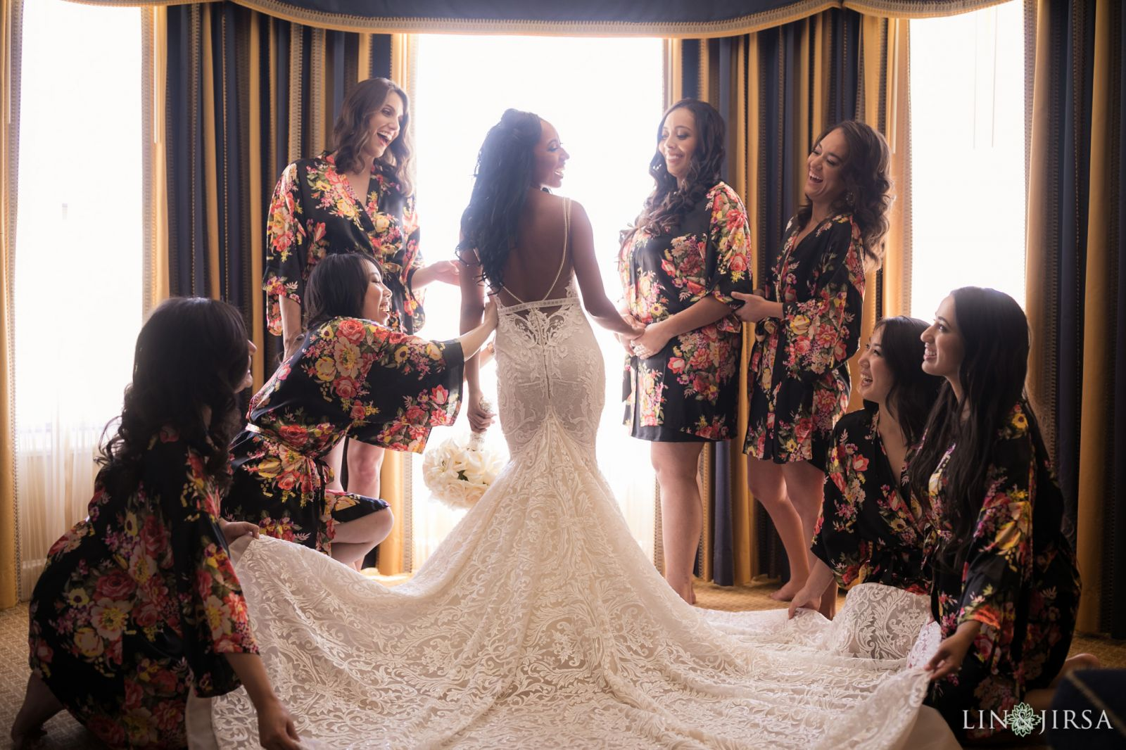 Bridal detail and getting ready portrait at Langham Huntington Hotel Pasadena wedding by Lin and Jirsa